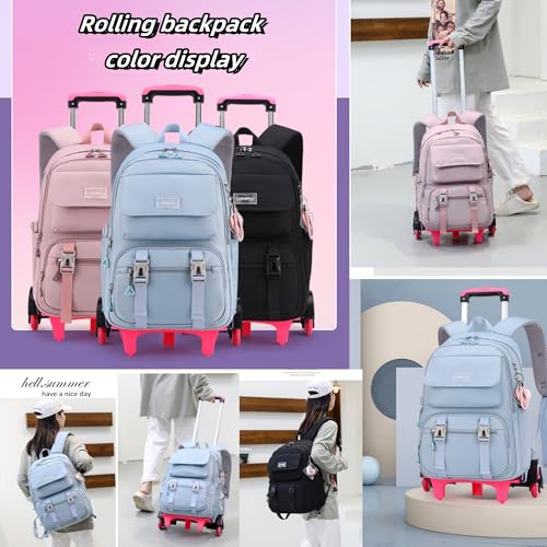 ZHANAO Rolling Backpack Luggage BookBag with Wheels Trolley Bag Wheeled Travel Backpack for Girls & Boys Trolley Bag - color: Purple, size: 2-wheel