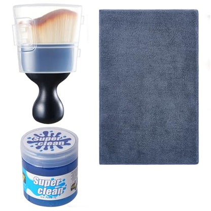 Car Interior and Exterior Soft bristles Detail dust Brush Interior dusting Brush Dashboard Cleaning Brush Home Office dusting Tools+ Double-Sided Suede Cleaning Towel+ Cleaning Cream - color: 1 Piece Brush + Towel+ Cleaning Cream
