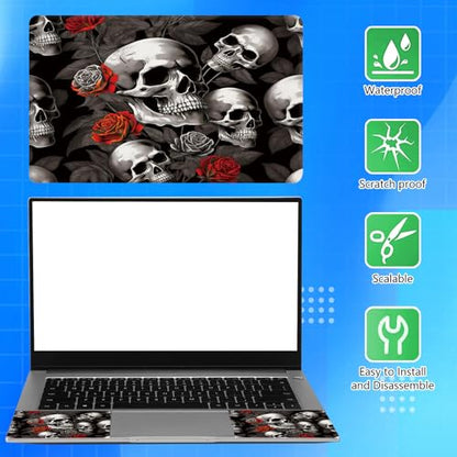 Universal Laptop Skin Sticker Decal for 11.6”12" 13" 13.3" 14" 15" 15.4" 15.6" Reusable Waterproof Scratch-Scratch Resistant Protective Vinyl Laptop Notebook Skin Stickers - Red Roses Skull - color: Red Roses Skull