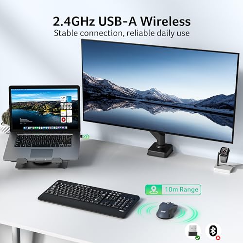 acer Wireless Mouse for Laptop, 2.4GHz Computer Mouse 5 Adjustable DPI Office Cordless USB Mice with USBA Receiver, 6 Buttons, 4000 DPI, Medium to Large Sized Hands Compatible with PC, Laptop, Desktop