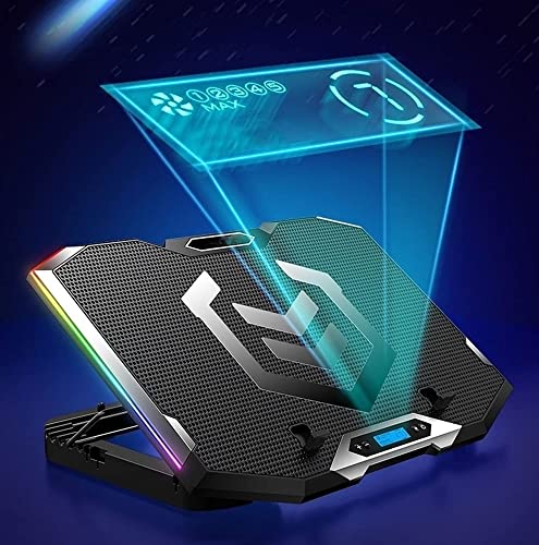 TOEWOE Laptop Cooling Pad, RGB Gaming Notebook Cooler, Laptop Fan Stand Adjustable Height with 6 Quiet Fans for 12-17.3 Inch Laptops, Two USB Ports