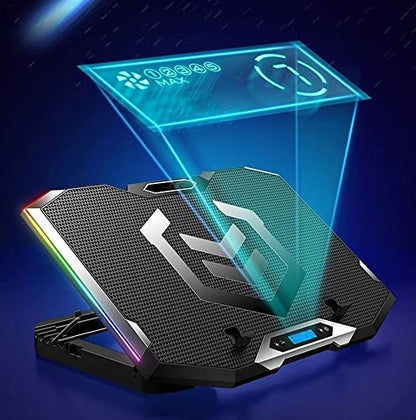 TOEWOE Laptop Cooling Pad, RGB Gaming Notebook Cooler, Laptop Fan Stand Adjustable Height with 6 Quiet Fans for 12-17.3 Inch Laptops, Two USB Ports