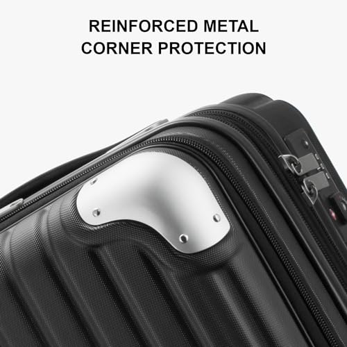 LEVEL8 Grace Hard Shell Carry on Luggage with Front Compartment, 20 Inch Expandable Suitcases with Wheels, Lightweight Carry-on Suitcase for Airplane, Tsa Lock, Black - color: Black, size: 20 Inch - EXT