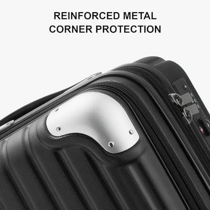 LEVEL8 Grace Hard Shell Carry on Luggage with Front Compartment, 20 Inch Expandable Suitcases with Wheels, Lightweight Carry-on Suitcase for Airplane, Tsa Lock, Black - color: Black, size: 20 Inch - EXT