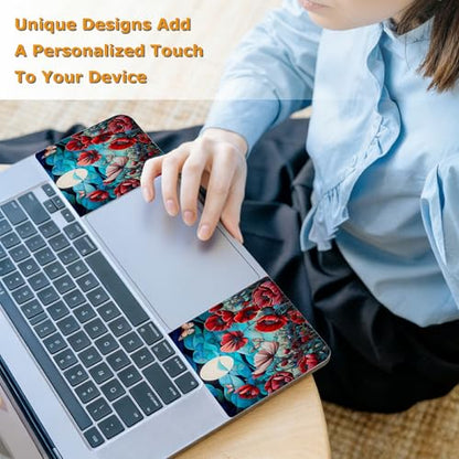 Universal Laptop Skin Sticker with 2 Wrist Pad Decals, 3-Piece Removable Vinyl Laptop Cover, Moon Butterfly Poppy Waterproof Anti-Scratch, Easy-Trim Fit for 13.3" 14" 15.6" Laptops - color: Moon Butterfly Poppy
