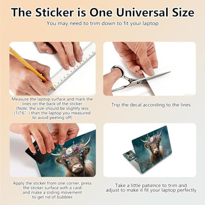 Laptop Skin Sticker Decal 15.6 Inch,12 13 13.3 14 15 15.6 in Laptop Netbook Skins for Notebook,Art Decal Removable Waterproof Scratch Resistant,Universal Vinyl Cover,Cute Highland Cow - color: Cute Highland Cow