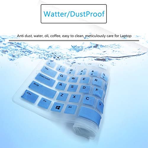 Keyboard Cover Skin for Dell KM636 KB216 KB216t KB216d KB216p Wired & Wireless Keyboard, Dell Optiplex 5250 3050 3240 5460 7450 7050, Dell Inspiron Desktop 24" 27" 5400 5490 7700 7790 3475 3670 3477 - color: Gradual Blue