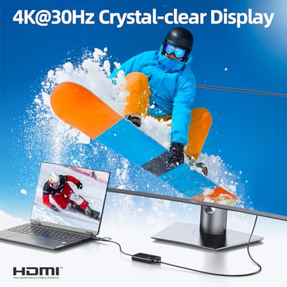 MOKiN USB 3.0 to Dual HDMI Adapter for Dual Monitors, USB C to HDMI Adapter for Mac, Windows, 4K Dual HDMI Adapter Compatible with M1/M2 Mac, Windows, ChromeOS, Android - color: Black
