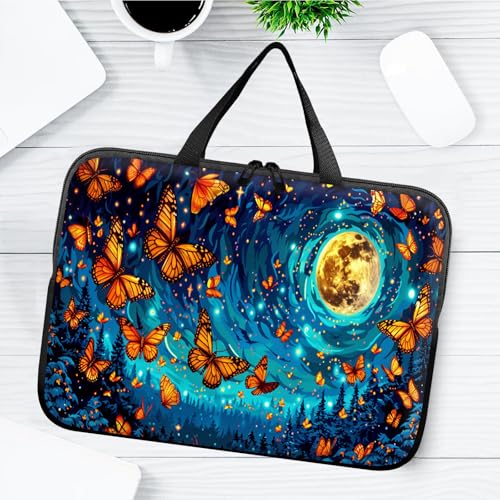 14" 15" Laptop Handle Bag Computer Bag,14.2" 15.4 inch Pouch Holder Notebook Sleeve Cover Compatible for Dell,Lenovo,Toshiba HP, Asus Notebook Messenger Briefcase-A Bunch of Butterflies Moon - color: A Bunch of Butterflies Moon