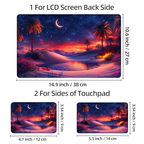 Universal Laptop Skin Sticker Decal, 12"-15.6" Aesthetic Vinyl Wrap, Desert Night Oasis Waterproof Notebook Cover Art Protector for MacBook HP Dell Lenovo, Fits 13" 14" 15" 15.6" - color: Desert Night Oasis
