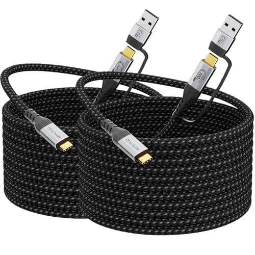 Long USB Cables 2PACK（16.5FT+16.5FT） USB a to USB c Cable Multi Functional 2in1,20Gbps High Speed Data Transfer,4K@60Hz UHD Video 5A/100W Fast Charge Cord - size: 16.5FT/5M+16.5FT/5M