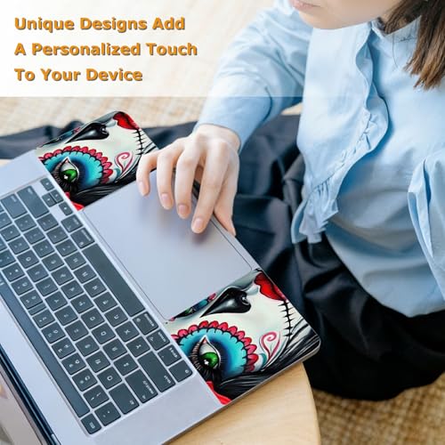Universal Laptop Skin Sticker with 2 Wrist Pad Decals, 3-Piece Removable Vinyl Laptop Cover, Sugar Girl Skull Waterproof Anti-Scratch, Easy-Trim Fit for 13.3" 14" 15.6" Laptops - color: Sugar Girl Skull
