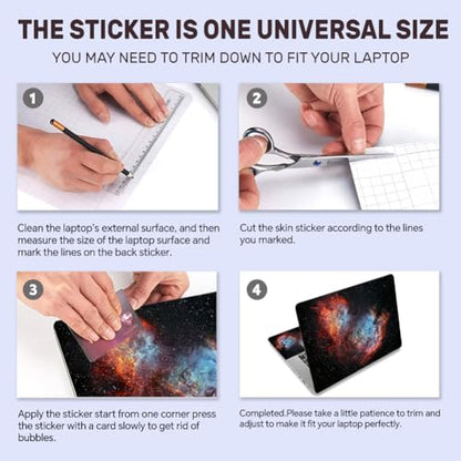 3Pcs Laptop Skin Sticker Decal Nebula PVC Laptop Sticker Fits for 12-16 Inch Notebook Waterproof Scratch Proof Star Universal Notebook PC Personalized Protector Gift - style: nebula