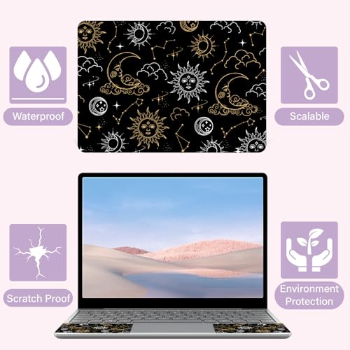 CREATCABIN Black Sun Moon Laptop Skin Sticker Decal Netbook Skin Sticker Notebook Art Decal 12" 13" 13.3" 14" 15" 15.4" 15.6 Inch Laptop Protector Cover Waterproof Scratchproof Removable Easy to Apply - style: Sun moon
