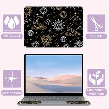 CREATCABIN Black Sun Moon Laptop Skin Sticker Decal Netbook Skin Sticker Notebook Art Decal 12" 13" 13.3" 14" 15" 15.4" 15.6 Inch Laptop Protector Cover Waterproof Scratchproof Removable Easy to Apply - style: Sun moon