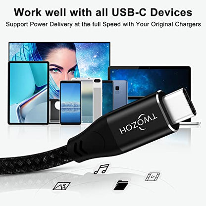 Twozoh USB C to USB C 3.2 Gen 2 Cable 20Gbps Data Transfer 100W PD Fast Charging 4K Video Output Monitor Cord (1.6FT, Black) 2-Pack - size: 1.6FT, style: 2 Pack Black