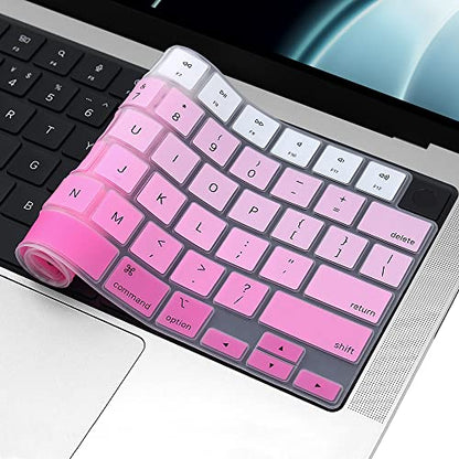 ProElife Keyboard Cover Skin for MacBook Air 13/15 Inch M5 M4, Ombre Pink | US Enter, Ultra Thin (0.26 mm), Silicone Protective Skin, Easy to Apply, Washable & Reusable, Dust-proof, Precision Molded - color: Ombre Pink