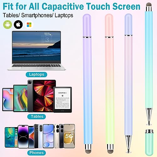 Stylus Pens for Touch Screens, 4 Pcs High Precision Disc Stylus with Magnetic Cap, 2 in 1 Stylus Pen Compatible with iPhone, iPad Pro, Mini, Air and Samsung Tablets - color: Gradient