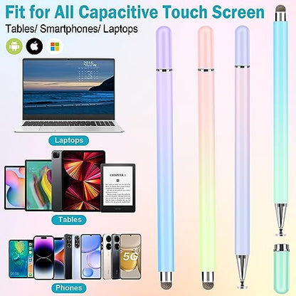 Stylus Pens for Touch Screens, 4 Pcs High Precision Disc Stylus with Magnetic Cap, 2 in 1 Stylus Pen Compatible with iPhone, iPad Pro, Mini, Air and Samsung Tablets - color: Gradient