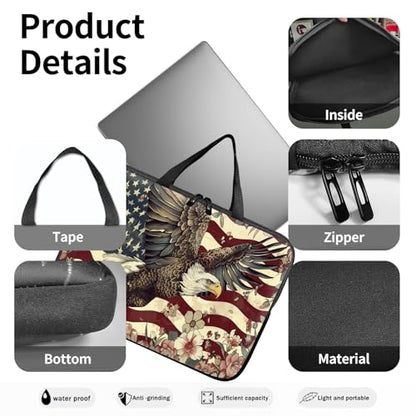 14" 15" Laptop Handle Bag Computer Bag,14.2" 15.4 inch Pouch Holder Notebook Sleeve Cover Compatible for Dell,Lenovo,Toshiba HP, Asus Notebook Messenger Briefcase-Flying Eagle flag flowers - color: Flying Eagle Flag Flowers