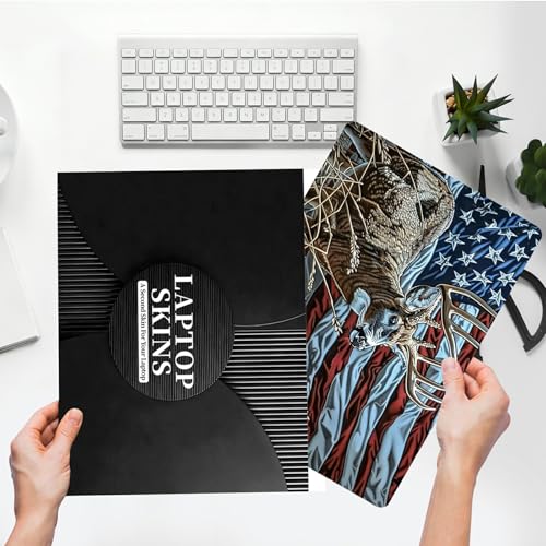 Universal Laptop Skin Sticker with 2 Wrist Pad Skins, Waterproof Scratch Resistant Vinyl Laptop Cover Decal, Cut to Fit for 11–15.6 Inch MacBook HP Dell Lenovo, Deer Flag - color: Deer Flag