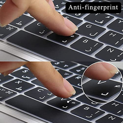 ProElife Arabic Ultra Thin Silicone Keyboard Protector Cover Skin for Apple MacBook Pro with Touch Bar 13" 15" (Model A1706, A1707, A1989, A1990, A2159) (2016 2017 2018 2019 Release) (Black) - color: Arabic-Black