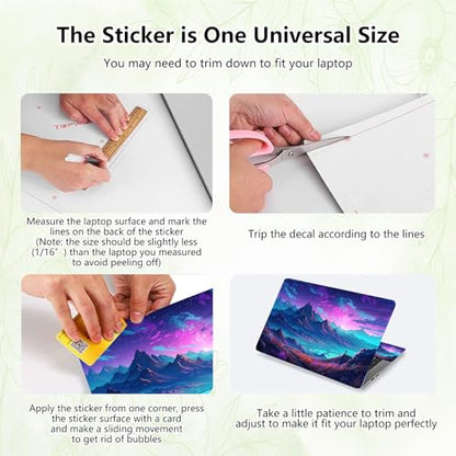 Laptop Skin Sticker Decal, Universal Reusable Vinyl Laptop Cover for 12" 13" 13.3" 14" 15" 15.4" 15.6" Notebook PC, Reusable Waterproof Scratch-Resistant with 2 Wrist Pads,Art Landscape Mountains - color: Art Landscape Mountains