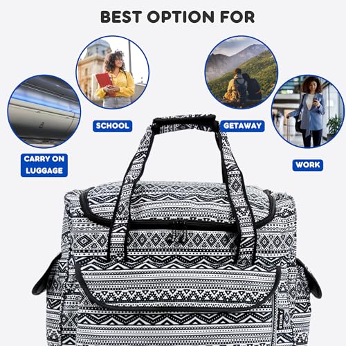 J World Donna Rolling Tote Bag on Wheels for Women. Roller Laptop Briefcase. Overnight Weekender Teachers Work, Tribal - color: Tribal