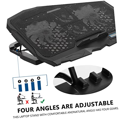 Lurrose Adjustable Laptop Cooler RGB Lighting Ventilated Support Stand for Enhanced Airflow Compatible Laptops Ergonomic Design for Use