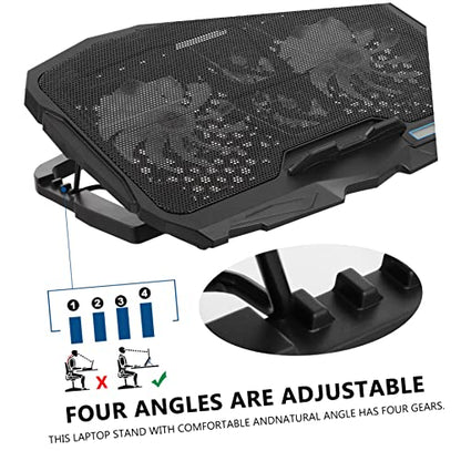 Lurrose Adjustable Laptop Cooler RGB Lighting Ventilated Support Stand for Enhanced Airflow Compatible Laptops Ergonomic Design for Use