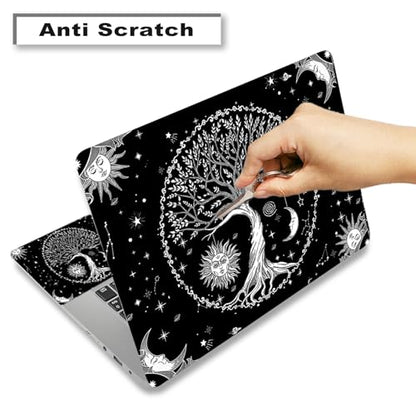 Laptop Skin Sticker Decal,12" 13" 13.3" 14" 15" 15.4" 15.6 inch Laptop Vinyl Skin Sticker Cover Art Protector Notebook PC (2 Wrist Pad Skin Included), Waterproof Removable, Moon & Sun & Stars - color: Moon & Sun & Stars