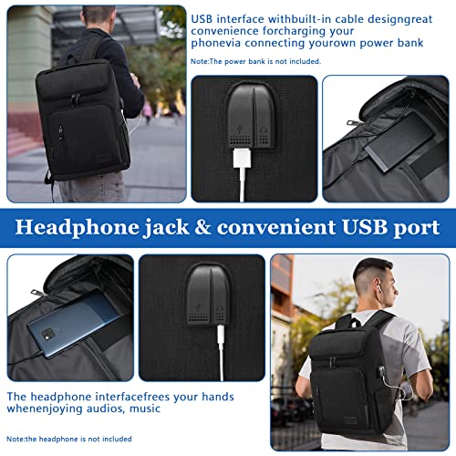 YALUNDISI Laptop Backpacks Travel Backpack Carry On Backpack Casual Daypack with USB Charging Port for Men Women Black - color: Black