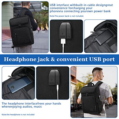 YALUNDISI Laptop Backpacks Travel Backpack Carry On Backpack Casual Daypack with USB Charging Port for Men Women Black - color: Black