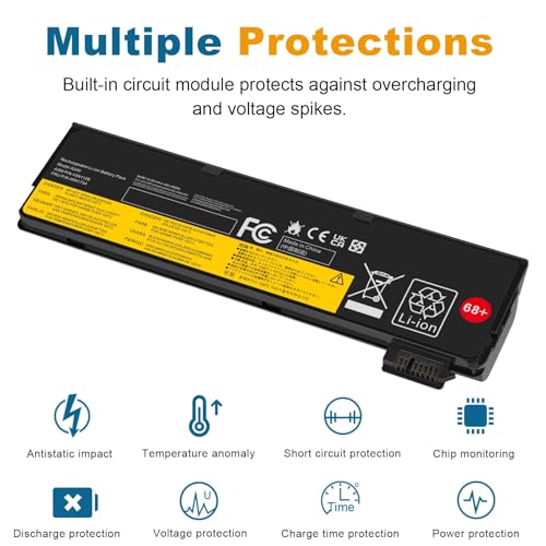 ASUNCELL 48WH Battery 68+ for ThinkPad T440 T450 T460 T460P T470P T550 T560 X240 X250 X260 X270 L450 L460 L470 P50S W550s 0C52861 0C52862 Series 45N1125 45N1126 45N1127 45N1128 45N1129 - size: T440 8.86 * 3.15 * 1.38 in