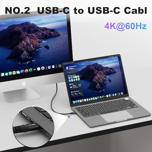 USB C to Ethernet Cable 6FT, 2-in-1 USB C to RJ45 Adapter (1Gbsp Ethernet) & USB C Cable (10G/4K/100W), Thunderbolt 4/5 Compatible, Ideal for MacBook, iPad Pro, XPS, Surface Pro, Essential for Travel - size: 6 FT