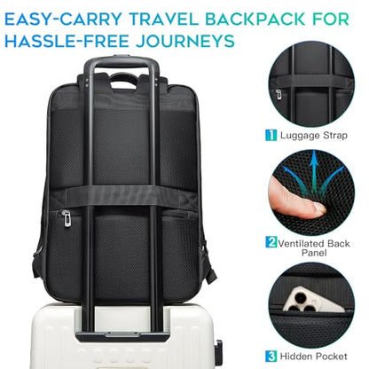 BANGE Anti-Theft Backpack with USB Charging Port 17.3 Inch Business Laptop Backpack - color: Black(no Usb and Lock), size: without lock and usb