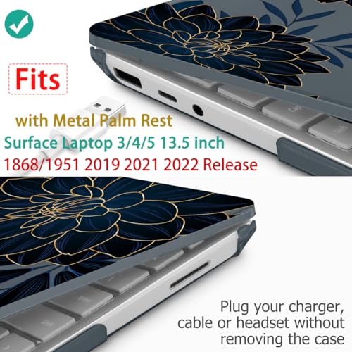 Case for Surface Laptop 5/4/3 13.5", Flower Dahlia | Hard Shell Case with Keyboard Cover & Screen Protector. Fits Surface Laptop 5/4/3 13.5" Metal Palm Rest Models 1951/1868. - color: Flower Dahlia