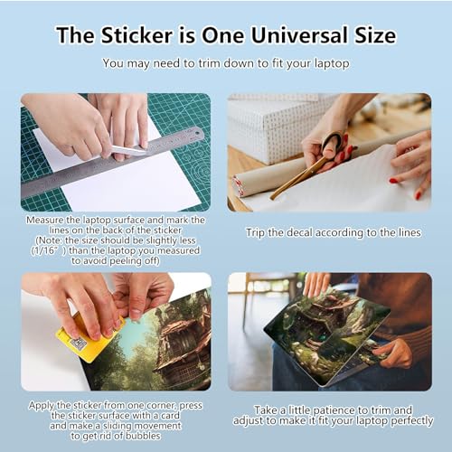 Universal Laptop Skin Sticker with 2 Wrist Pad Skins, Waterproof Scratch Resistant Vinyl Laptop Cover Decal, Cut to Fit for 11–15.6 Inch MacBook HP Dell Lenovo, Forest Villa - color: Forest Villa