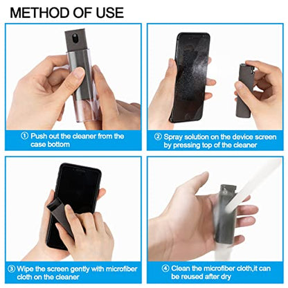 Screen Cleaner Touchscreen Mist Spray, walrfid Cleaning Kit for Electronic Smart Phone TV, Laptop, Tablet, PC, Computer Monitor LCD Flat Screens, Eyeglasses, Compatible with iPhone iPad MacBook Pro - color: Grey