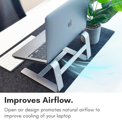 Macally Aluminum Laptop Stand for Desk - Works with All MacBook/Pro/Air & Laptops Between 10” to 17.3” - Sleek and Sturdy Laptop Riser - (ASTANDSG), Space Gray