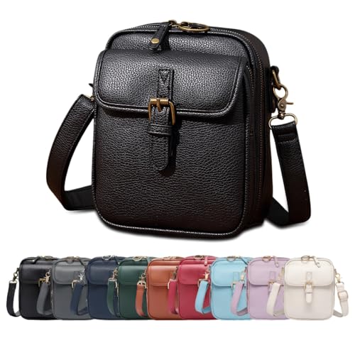 Vintage Large Capacity Messenger Bag, 2025 Upgrade Double Layer Large Capacity Messenger Bag, for Work, Travel, or Daily Use - color: Black