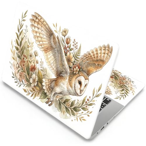 Universal Laptop Skin, DIY Cut-to-Fit Vinyl Cover Compatible with HP, Dell, Lenovo, Mac (13.3" to 15.6"), Anti-Scratch, No Residue & Bubble-Free Protective Decal Sticker, Floral Owl Vintage - color: Floral Owl Vintage