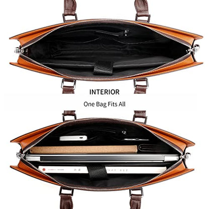 FSD.WG]Business Bag Leather Briefcase Shoulder Laptop Business Bag for Men - color: Brown(l)