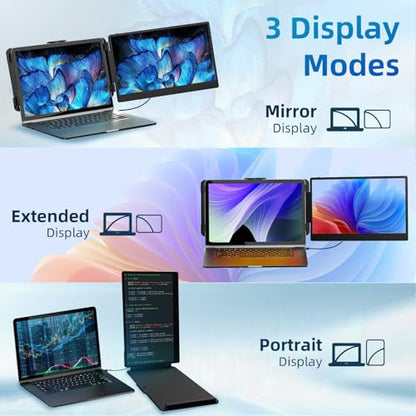 14 Inch Laptop Screen Extender IPS FHD 1080P Plug and Play Extra Screen | Portable Travel Work Monitor USB-C HDMI Port Compatible with Wins Mac Chrome Dex Fits 13-17" Laptops - size: 14" Monitor-C
