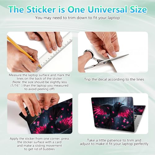 Laptop Skin Sticker Decal 12"-15.6" Universal Laptop/Notebook/Netbook Vinyl - Waterproof Scratch Resistant,Fits HP Dell Lenovo MacBook,2 Free Wrist Pads,Easy Apply & Remove,Crow Pink Forest - color: Crow Pink Forest