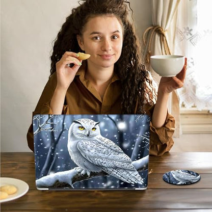 Laptop Skin Sticker Decal 15.6 Inch,12 13 13.3 14 15 15.6 in Laptop Netbook Skins for Notebook,Art Decal Removable Waterproof Scratch Resistant,Universal Vinyl Cover,Cute White Owl - color: Cute White Owl