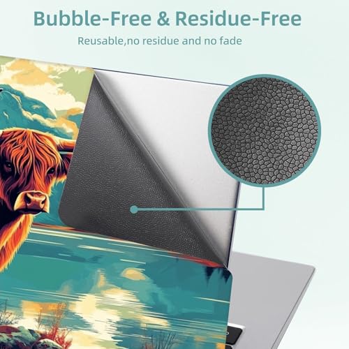 Universal Laptop Skin Decal, 3-Piece Vinyl Protector for 12 13 14 15.6" Notebook, Waterproof Anti-Scratch, Easy Trim & Bubble-Free Finish, Scottish Highland Cow - color: Scottish Highland Cow