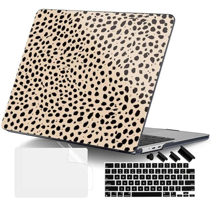 DONGKE for MacBook Air 13 Inch Case M5 2026 M4 2025 M3 M2 2024-2022 A3449 A3240 A3113 A2681, Plastic Hard Shell & Keyboard Cover & Screen Film for MacBook Air 13.6 Inch Case - Cheetah Spots - color: Cheetah Spots