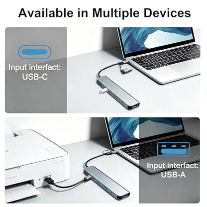USB C Hub USB Hub 3.0, Upgrade 8 in 2 USB Splitter with USB-C/4 USB A Port Extender, TF/SD Card Reader, 3.5mm Audio Adapter, USBC USB Dongle for PC/Laptop/Tablet/Mac/MacBook/iPad and More Devices - color: Grey-USB C Hub 02