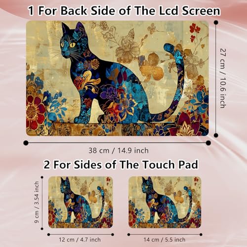 Laptop Skin Sticker Decal 12" 13" 13.3" 14" 15" 15.6",Waterproof Scratch Resistant Vinyl,Reusable Easy to Apply,for MacBook HP Dell Notebooks Netbooks Laptop,2 Wrist Pads,Cat Floral - color: Cat Floral